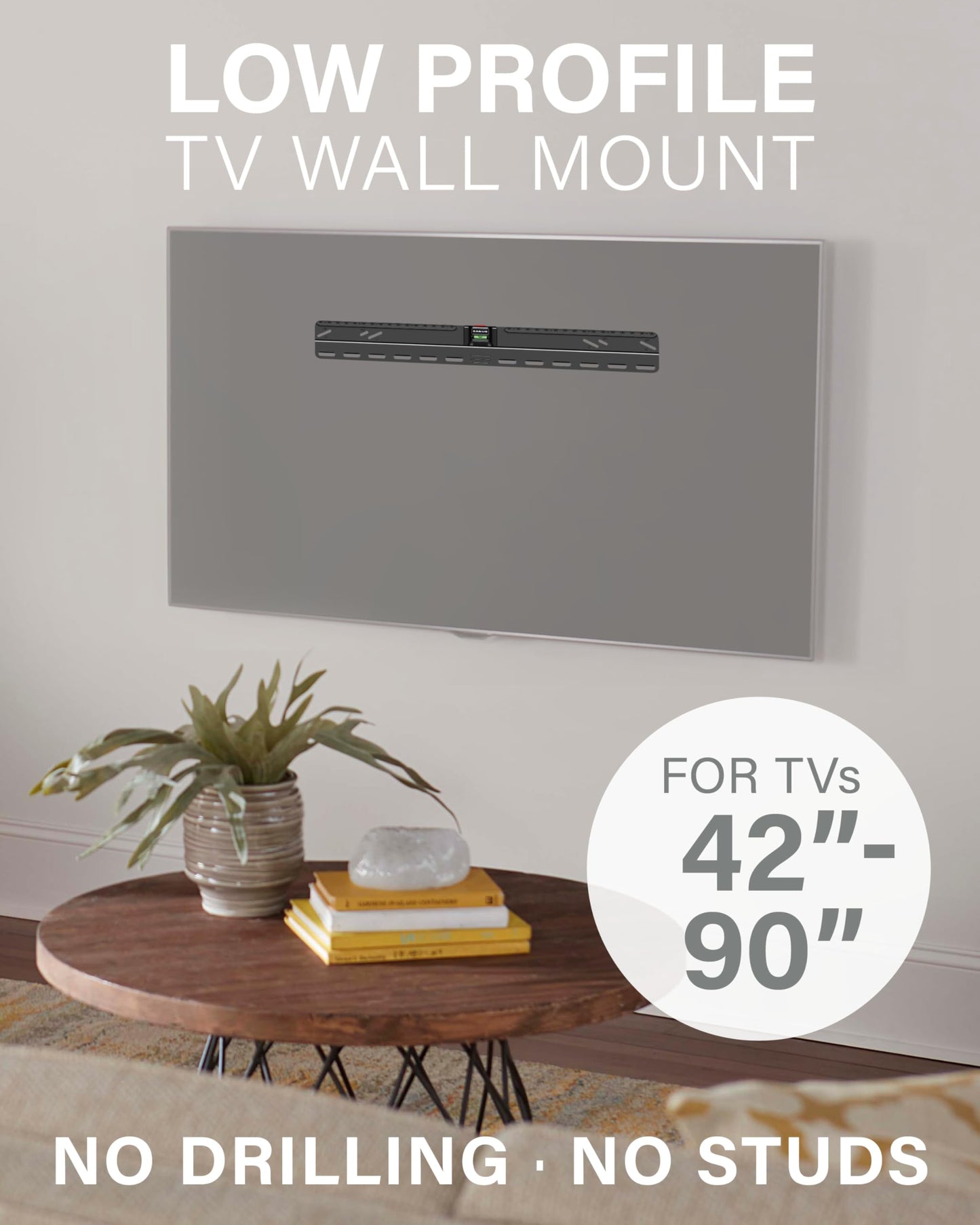 SANUS No Stud TV Wall Mount - Low Profile 22 to 55 inch TV Wall Mount with Easy DIY Install - Includes Built-in Safety Latch, All Hardware & Lateral
