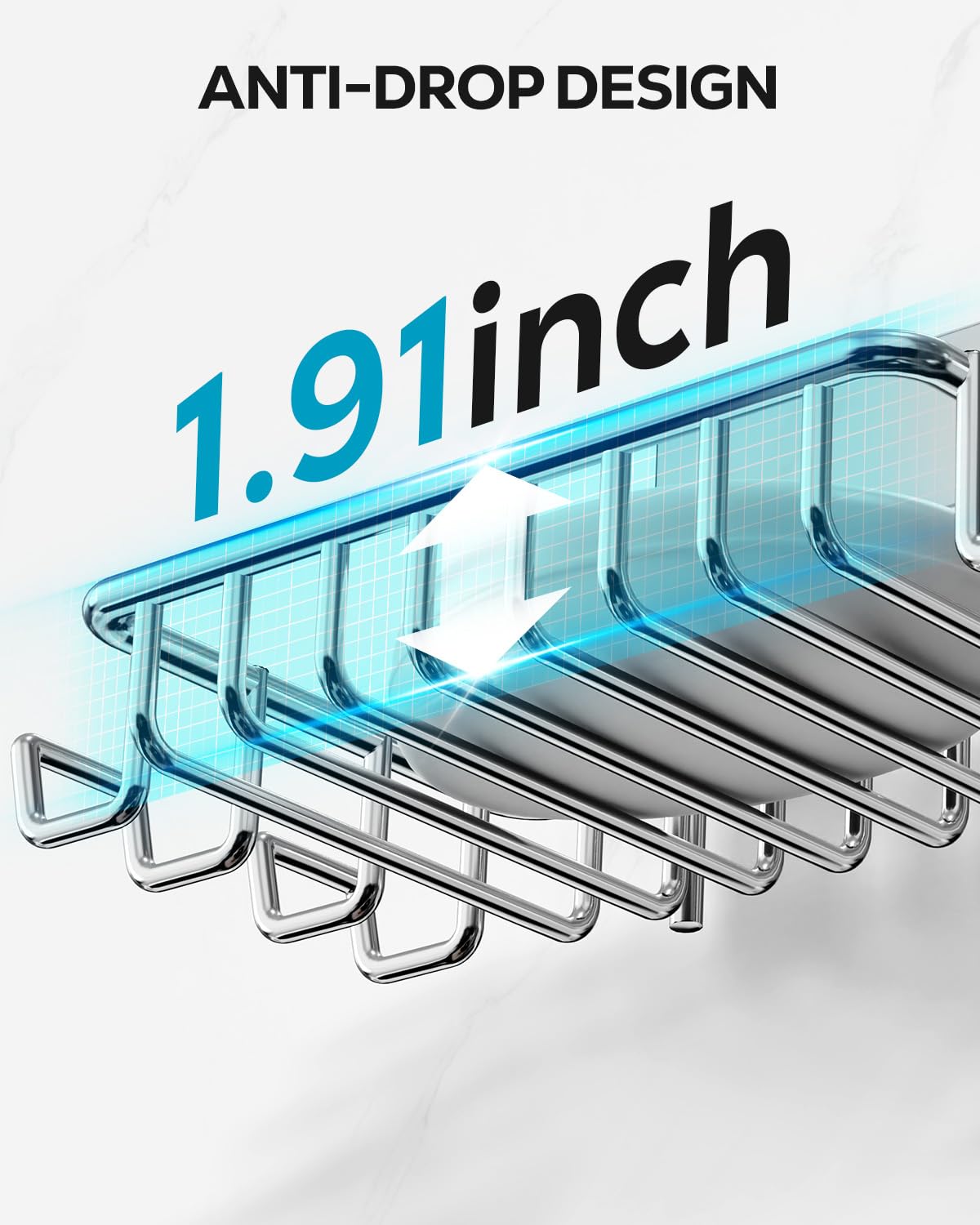 Nieifi Bar Soap Holder for Shower Wall with 4 Hooks, Stainless Steel Adhesive Soap Dish for Bathroom, Silver