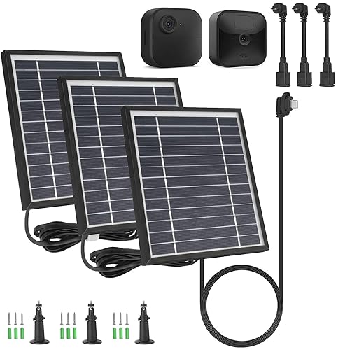 iTODOS 3 Pack Solar Panel Compatible with Blink Outdoor 4 (4th Gen)/Blink Outdoor (3rd Gen) XT3 and Blink XT/XT2 Camera,11.8Ft Outdoor Power Cable