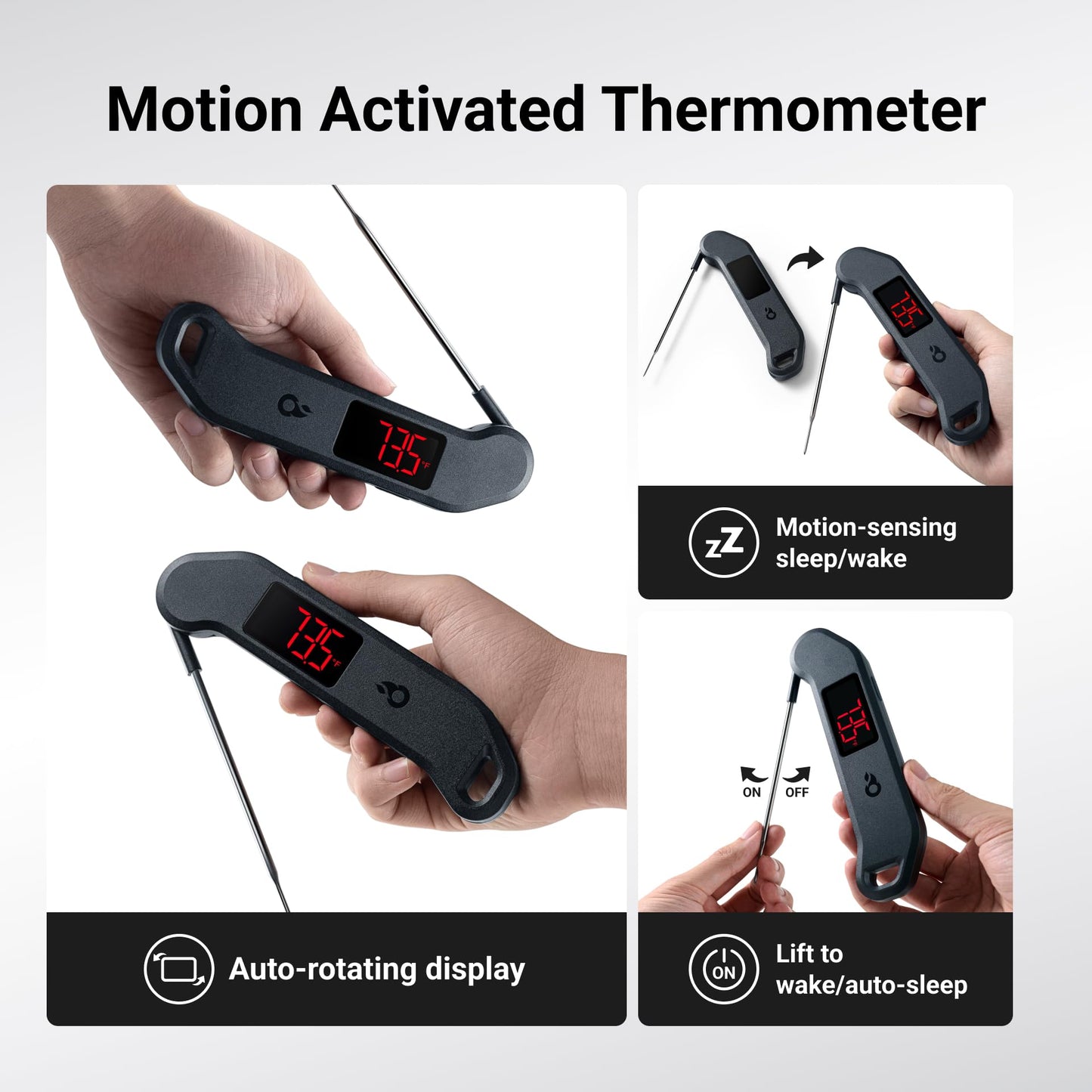 Professional Digital Meat Thermometer – 1-Second Instant Read, ±0.5°F Accuracy, Waterproof, LED Screen, NIST & NSF Certified, Black