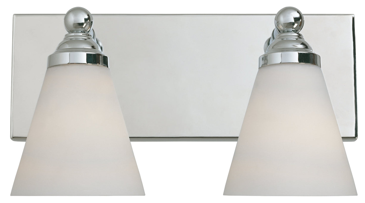 Designers Fountain 2-Lights Hudson Vanity Light Fixture, 13.7 Inch Wall Mount Sconce for Bathroom, Bedroom or Mirror, Chrome, 6492-CH