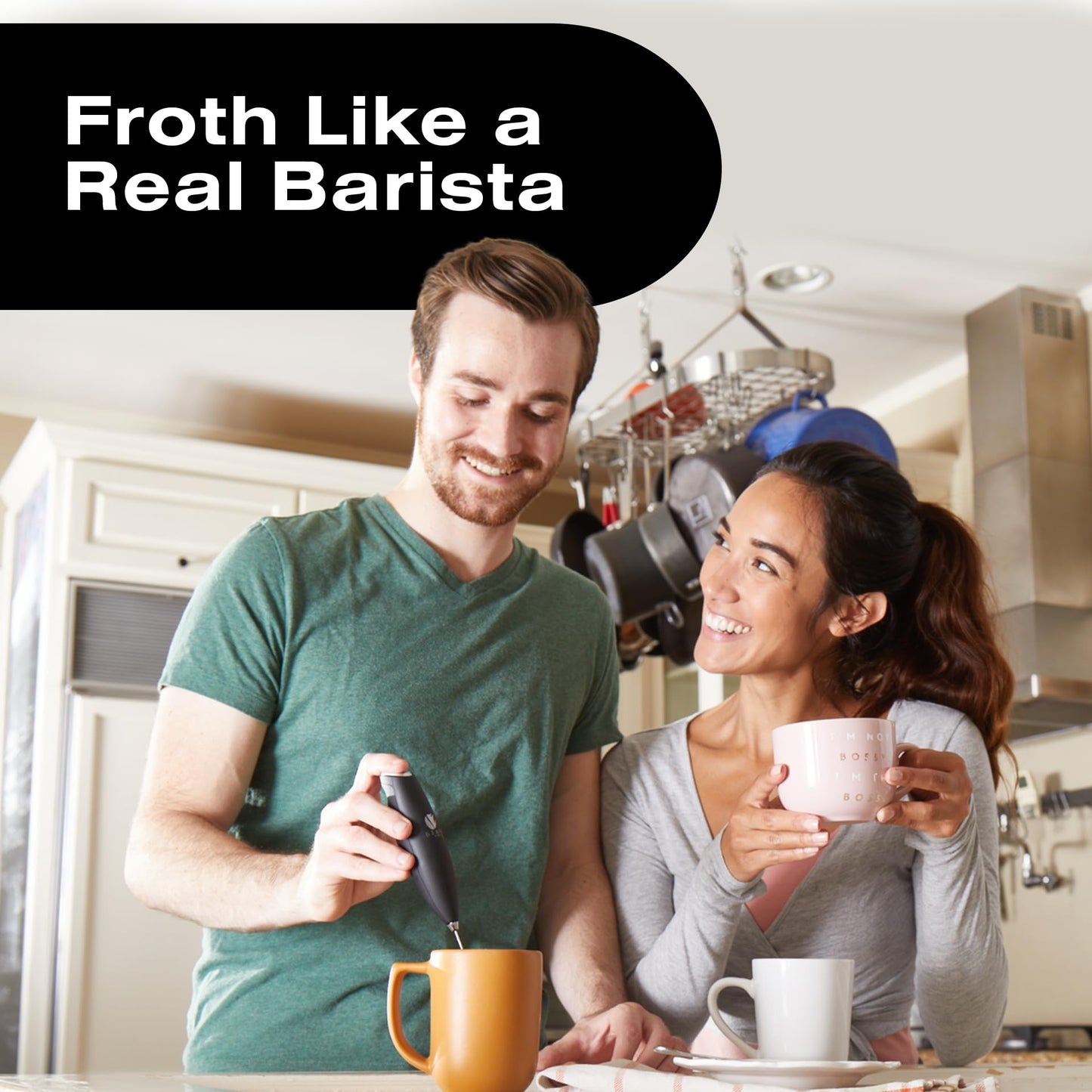 Bean Envy Handheld Milk Frother – Mini Whisk & Coffee Foamer with Stand for Lattes, Cappuccino, Matcha & Hot Chocolate, Black