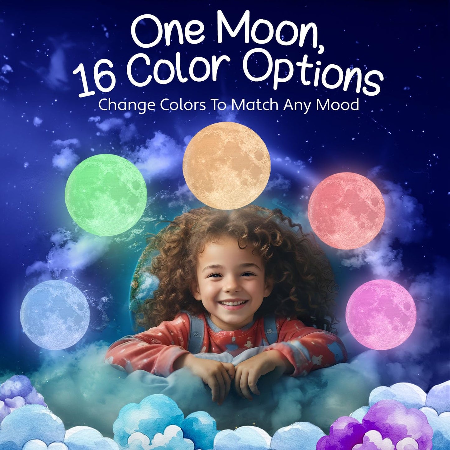 Mind-Glowing Moon Lamp - 3D Moon Night Light for Kids Bedroom - Globe Nightlight with Multi Color LED, Touch/Remote Control - Birthday Gift for Any