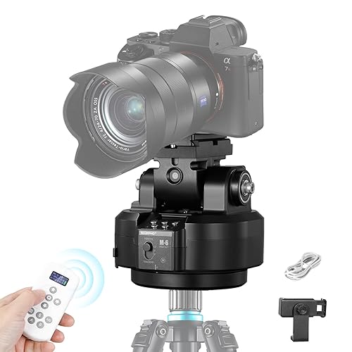 Soonpho M6 Auto Face Tracking Motorized Rotating Panoramic Tripod Head, Remote Control 360° Pan Tilt Head with Mobile Phone Clip for DSLR Cameras