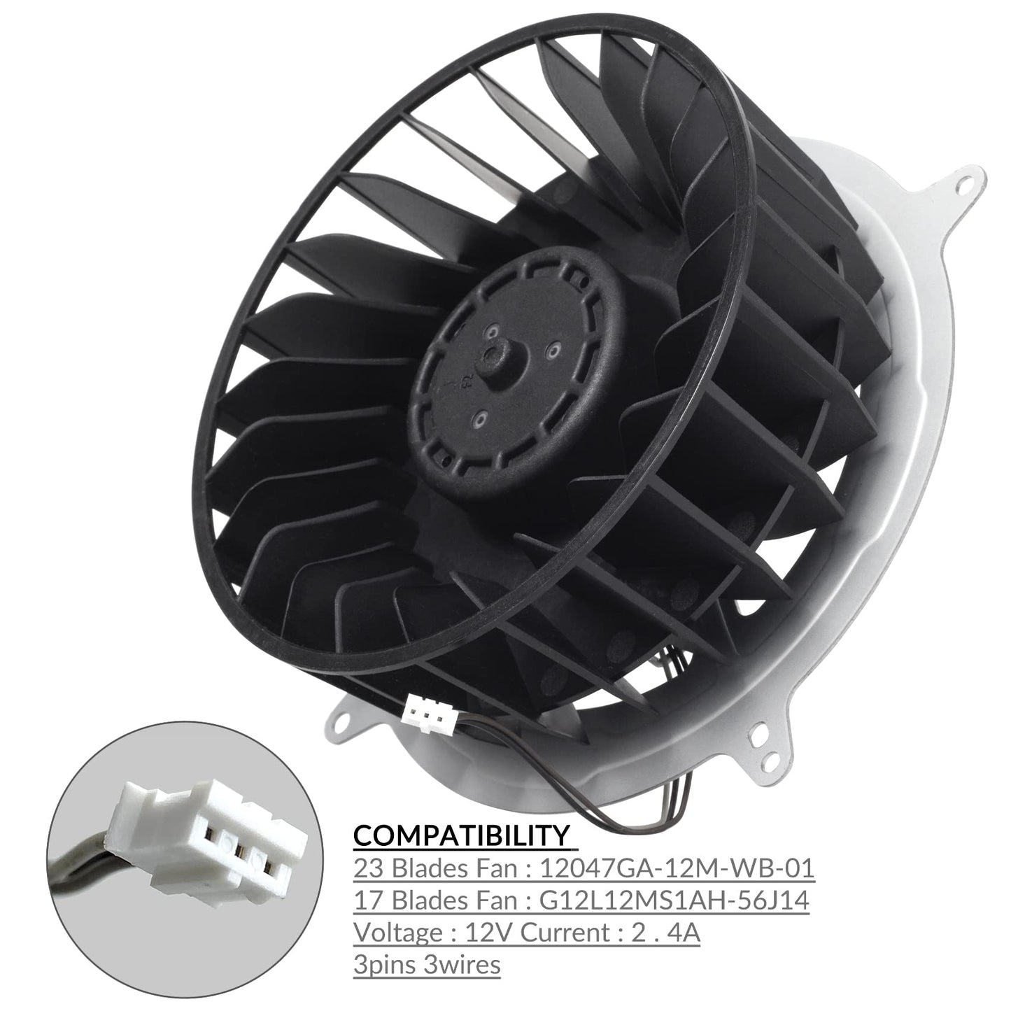 Gorliskl Internal Cooling Fan Replacement for Sony PlayStation 5 PS5 Series,New PS5 CPU Cooler Fan 23 Blades