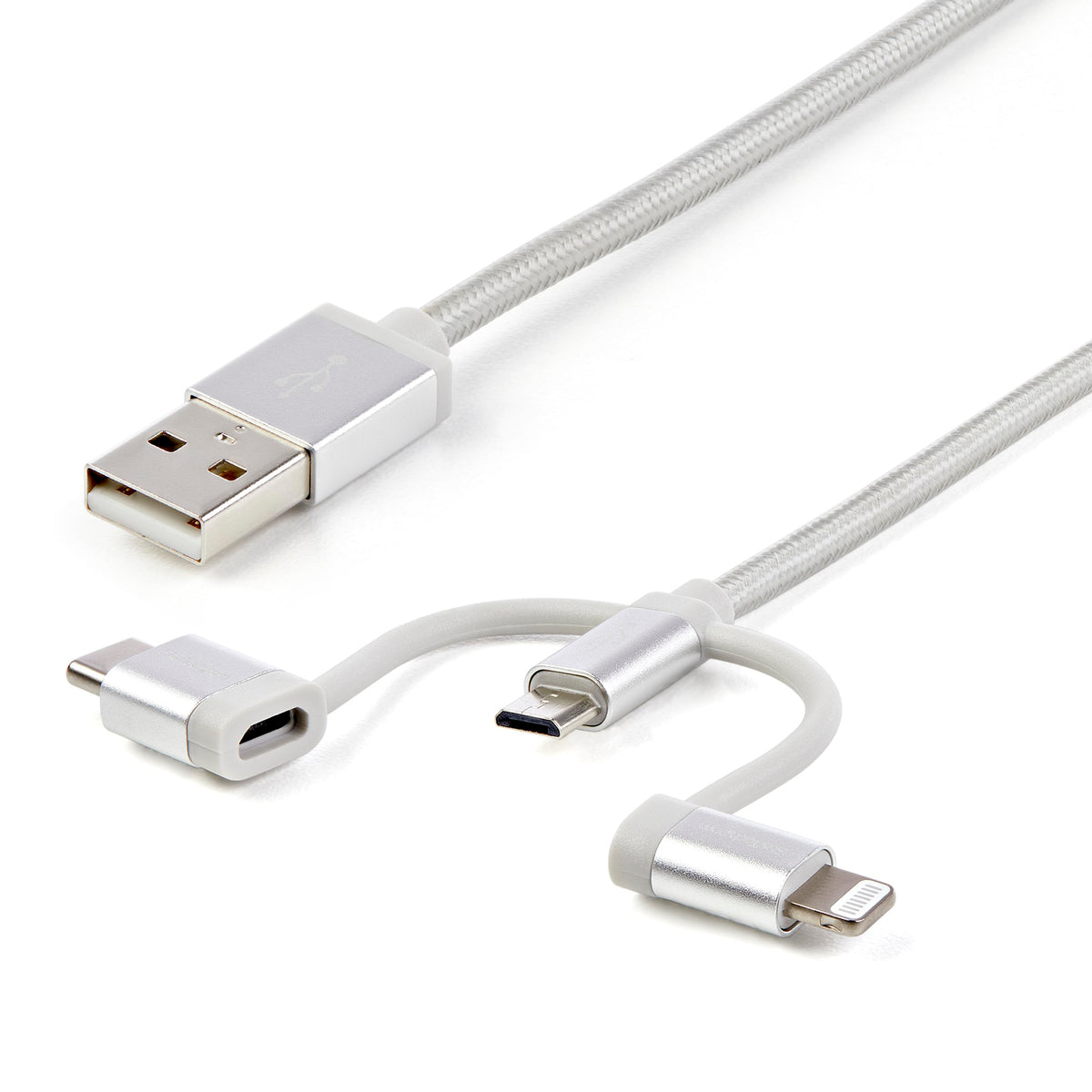 StarTech 6ft/1.8m Lightning, USB-C & Micro-USB to USB-A Cable (LTCUB6GR)