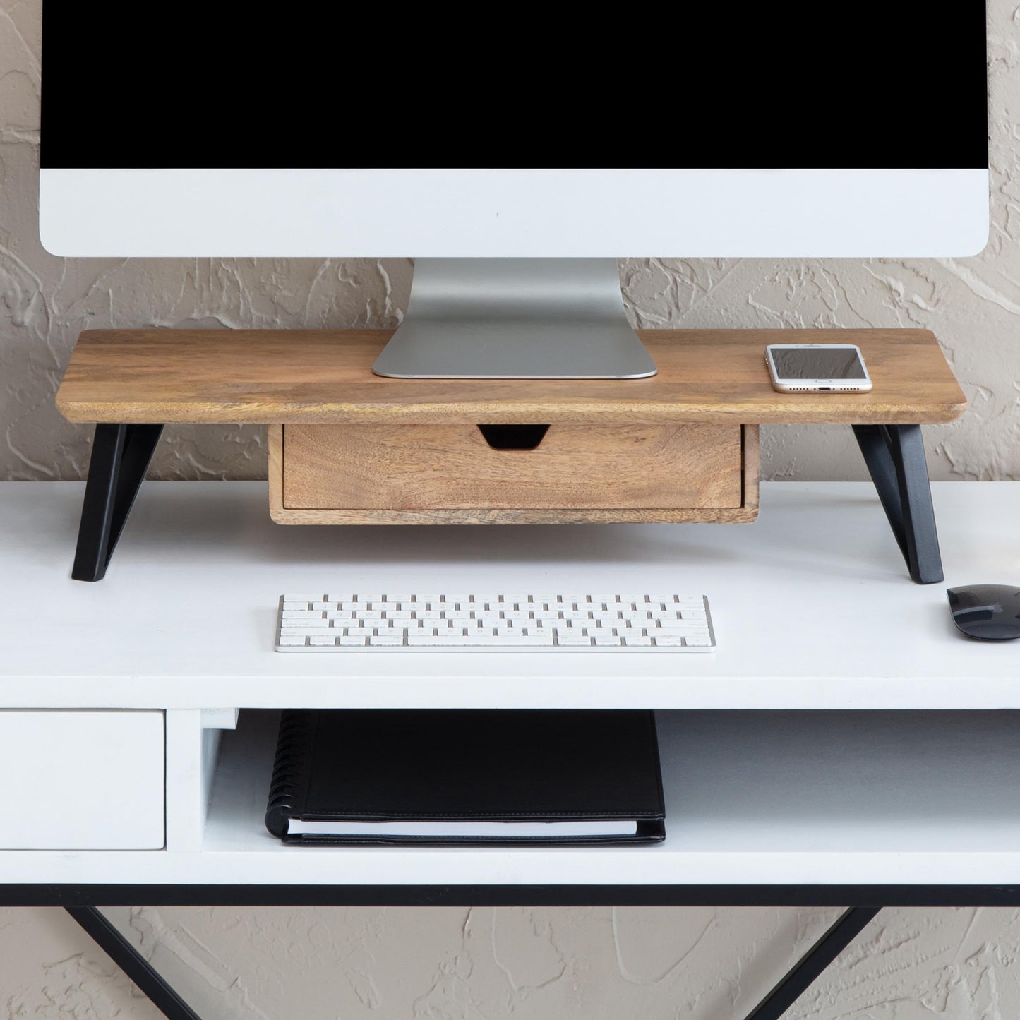 Anji Mountain Monitor Stand - Desktop Organizer & Laptop Riser, Ergonomic Monitor Riser, Space-Saving Monitor Stand for Desk, Durable Construction