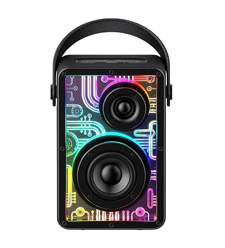 Raymate Bluetooth Speakers Wireless, 80W Speakers with Subwoofer-V5.3, HiFi Stereo Sound, Rhythmic Lighting System, 15H Playtime, 8000mAh Power Bank
