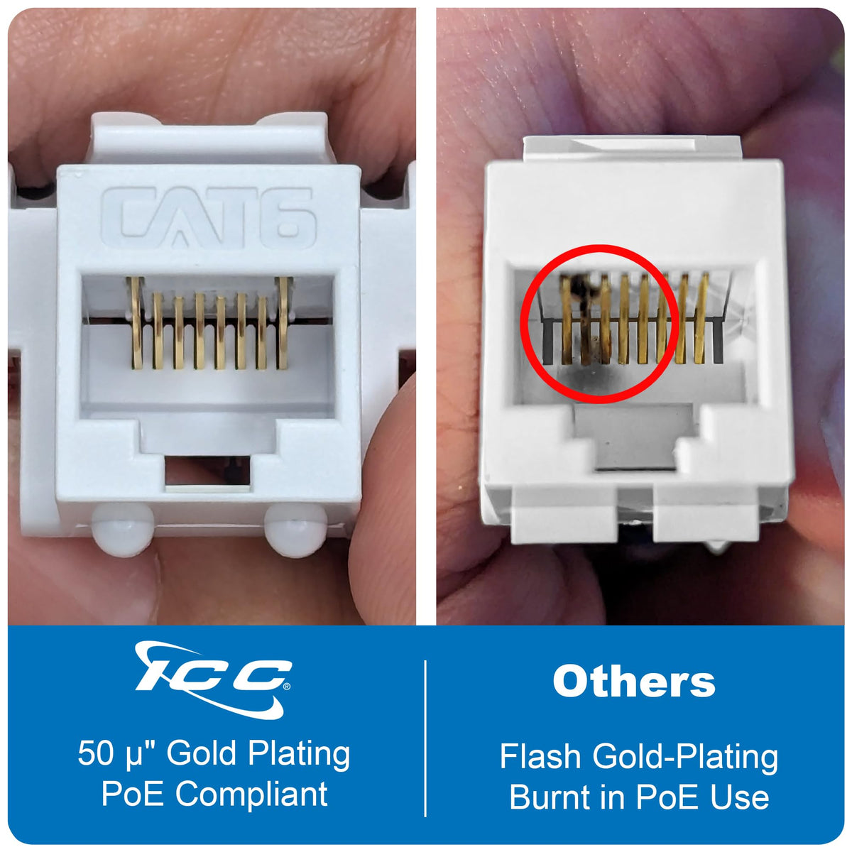 ICC CAT6 RJ45 Keystone Jack, Inline IDC No Pair Split, Ivory, 25-Pack