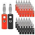 ALAMSCN 50PCS 4mm Banana Plug Audio Speaker Cable Connector Banana Plug Terminal Connectors Male Audio Speaker Cable Connector(25 Red + 25 Black)