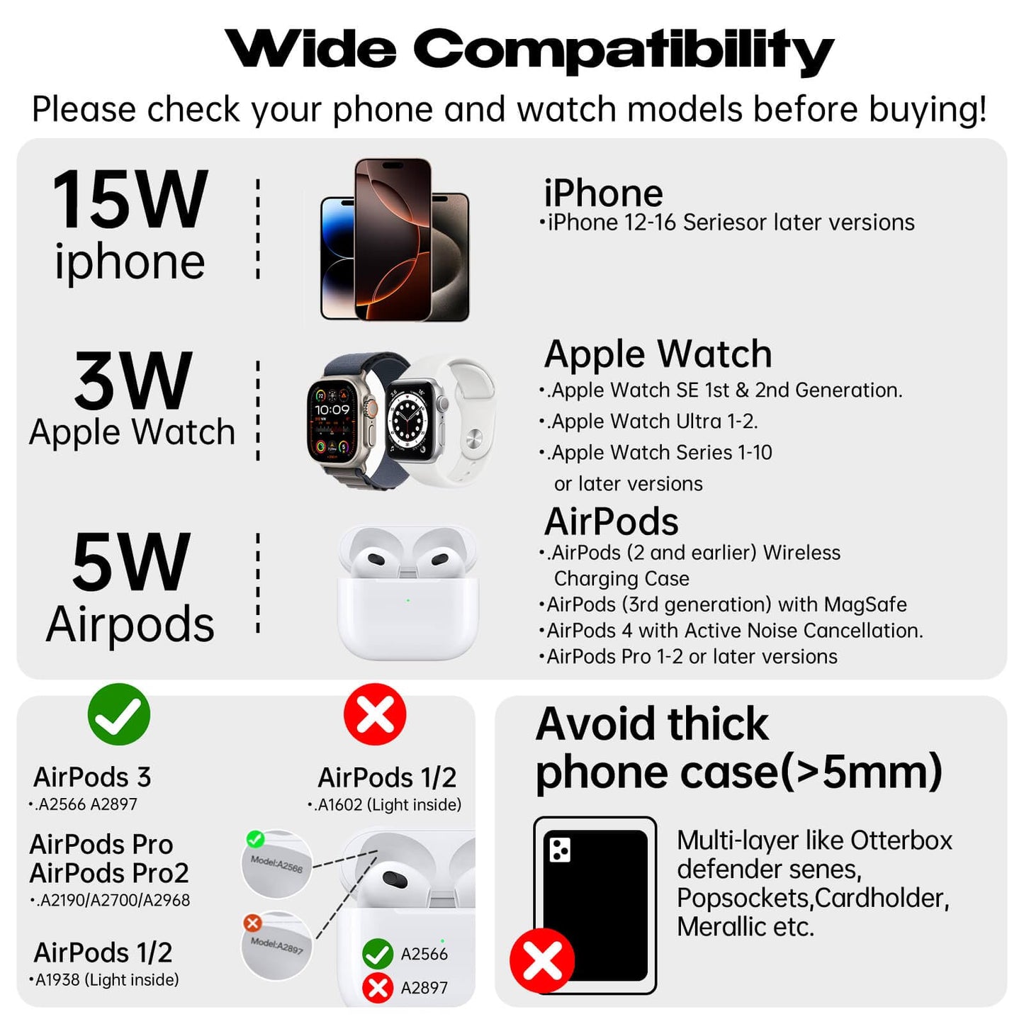 3 in 1 Wireless Charging Station for Multiple Devices Apple 17 Magsafe Charger Stand, Mag-Safe Wireless Charger Dock for iPhone Apple Watch Airpods