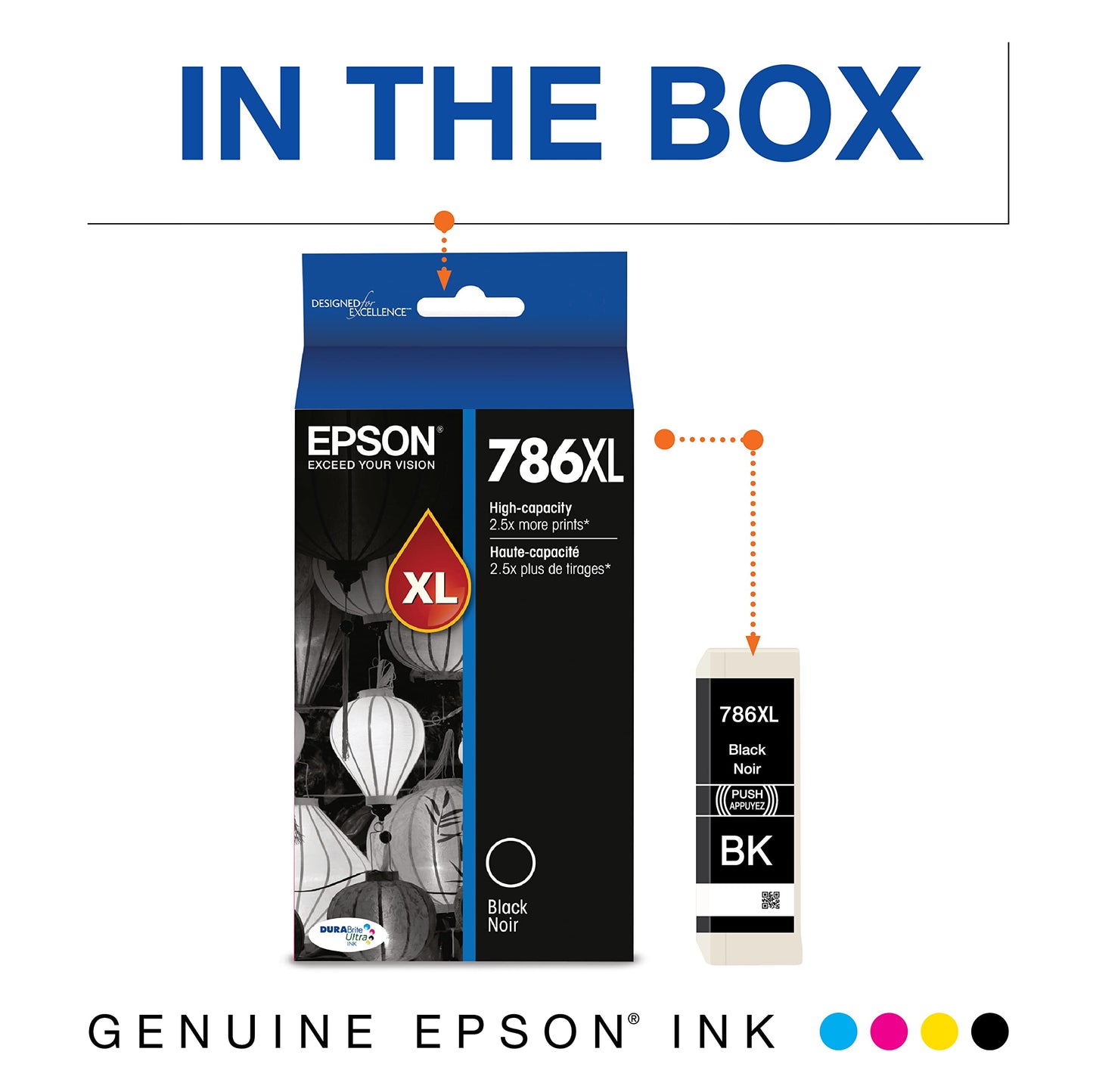 Epson T786 DURABrite Ultra Ink High Capacity Black Cartridge (T786XL120-S) for Select Workforce Printers