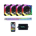 Apevia PN4P2-RGB Phoenix 120mm Silent Dual-Ring RGB Color Changing LED Fan with Remote Control, 16x LEDs & 8X Anti-Vibration Rubber Pads w/ 2 Magnetic