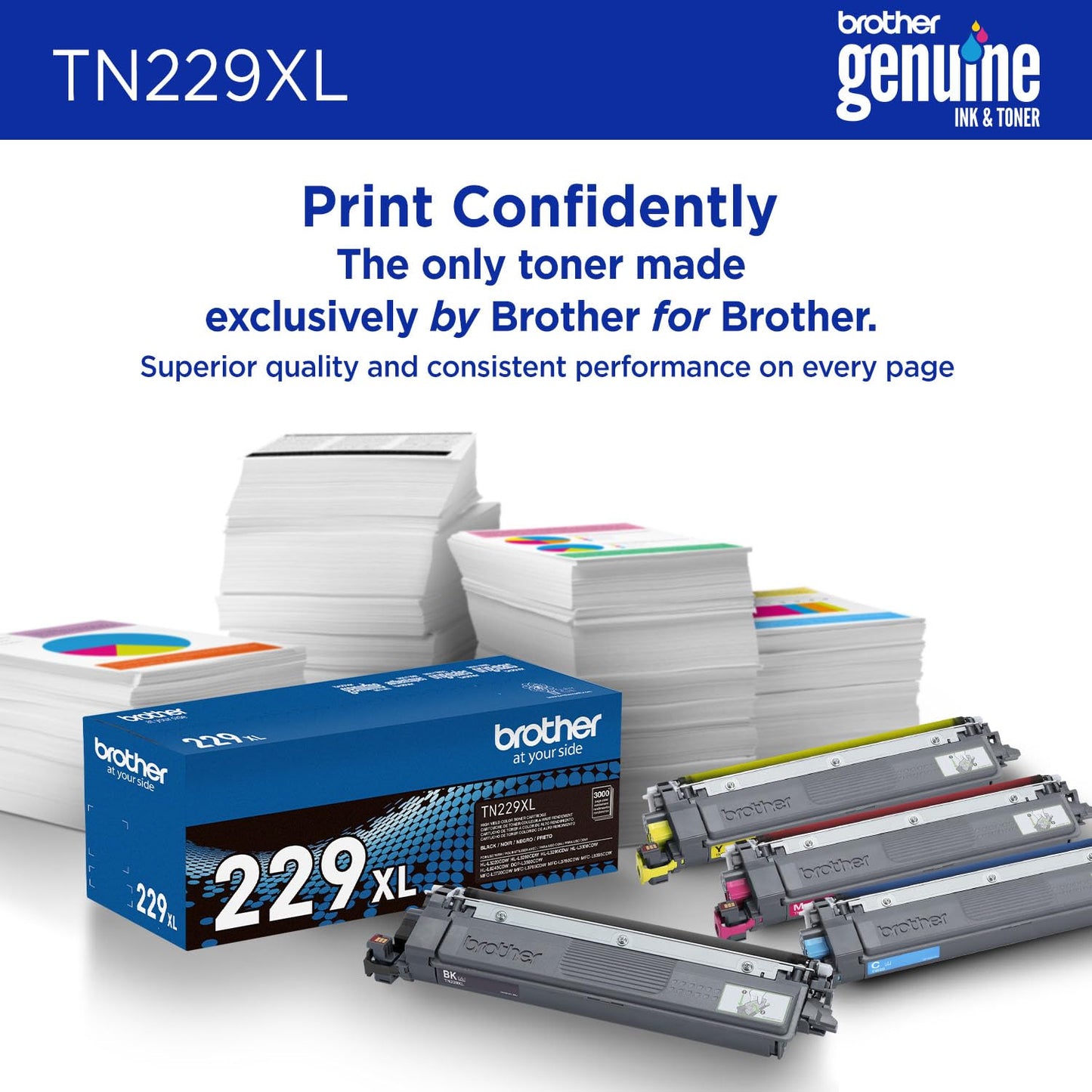 Brother Genuine TN229XLBK Black High Yield Printer Toner Cartridge - Print up to 3,000 Pages(1)