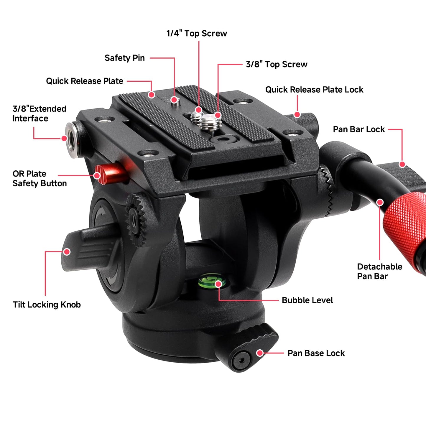 Avella Video Tripod Fluid Head with Quick Release Plate, Lightweight Heavy Duty Compatible with Manfrotto,Max Load 13.2lb/6kg for Video Canon Nikon