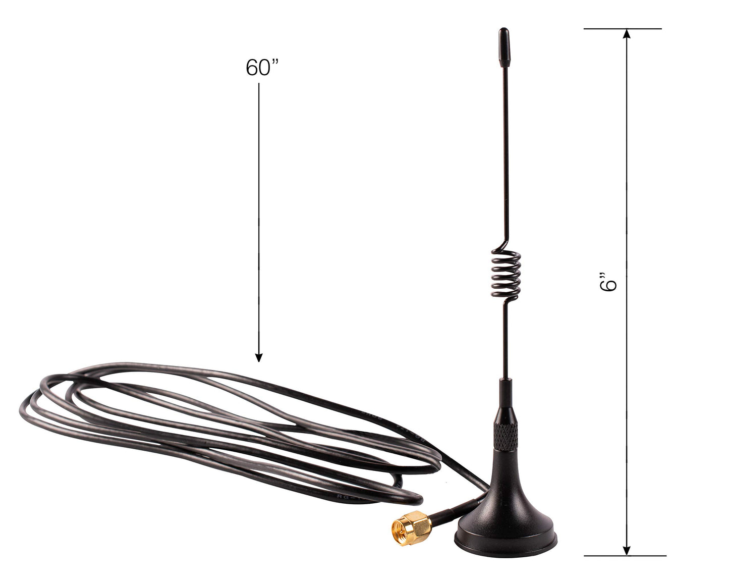 Shopcorp 433 MHz Unity Gain Omni, 6 Inches Antenna with Magnetic Base and Male SMA Connector Kit - Impedance 50 Ohms, 2.5dBi Garage Gate Door Opener
