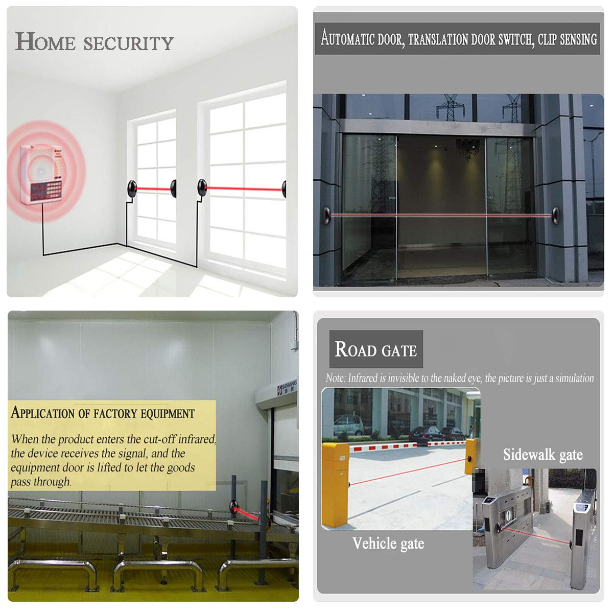 Infrared Beam Sensor,1 Pair Single Photoelectric Detector Active IR Alarm Host for Security System