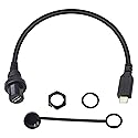 GELRHONR 30cm USB Type C 2.0 Male to Female Car Flush Mount Dash Waterproof Extension Cable for Car, Motorcycle,Truck Dashboard-Black (USB C)
