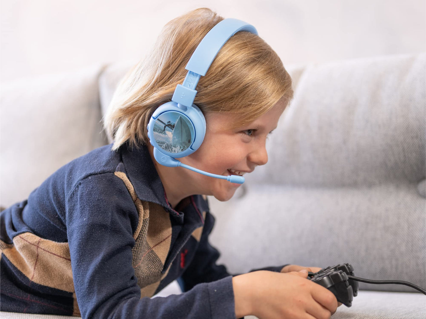 Made for Amazon Bluetooth Kids Headphones with Boom Microphone | Blue