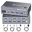 KCEVE USB 3.0 HDMI2.1 KVM Switch 2 Monitors 2 Computers with EDID, 8K@60Hz & 4K@144Hz, Dual Monitor KVM Switch Share Keyboard Mouse, 4 USB 3.0 Ports
