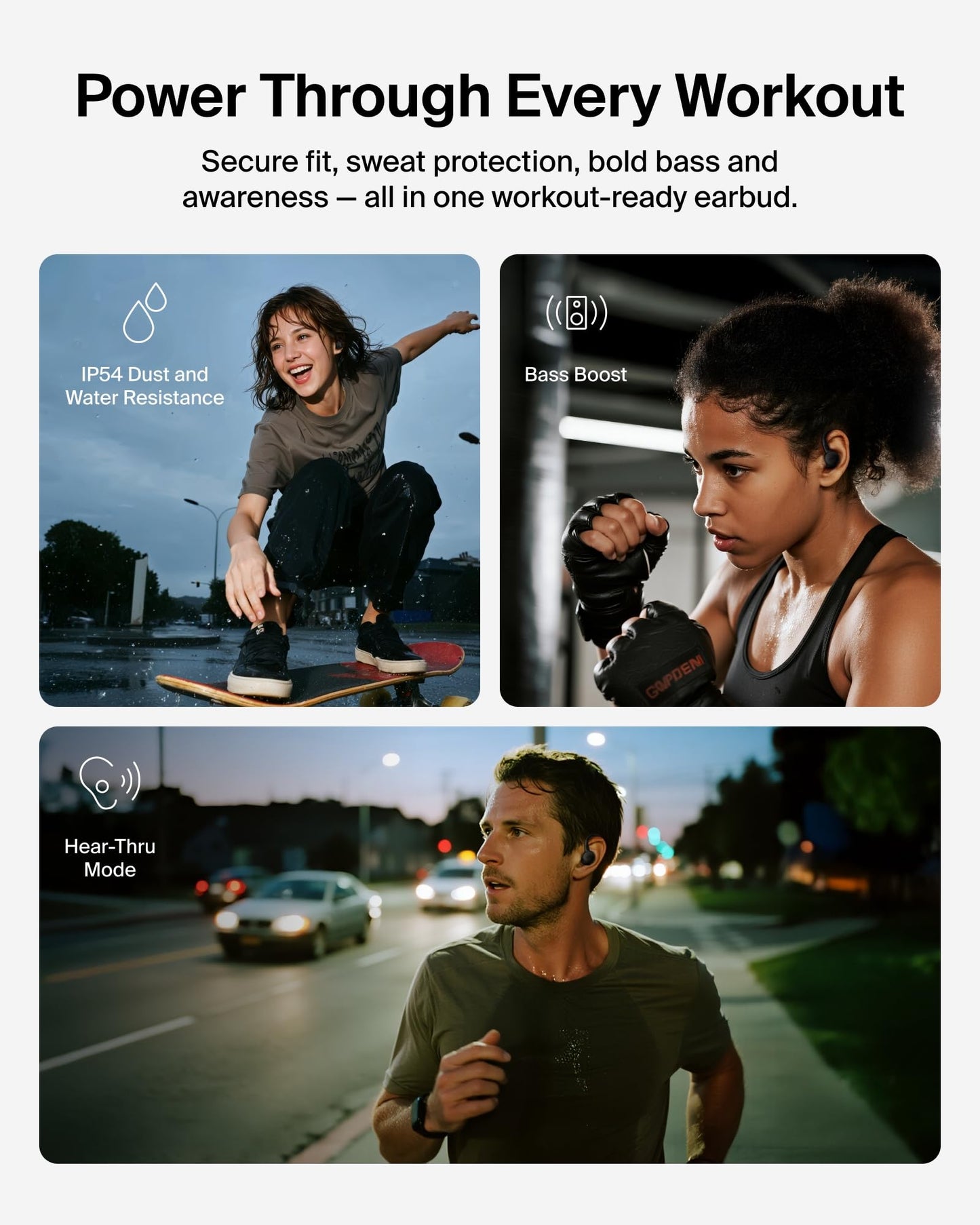 Belkin SoundForm ActiveFit Wireless Earbuds w/Built-in Microphone, USB C Fast Charging, 36H Battery Life, IP54 Water Resistance - Bluetooth Earbuds…