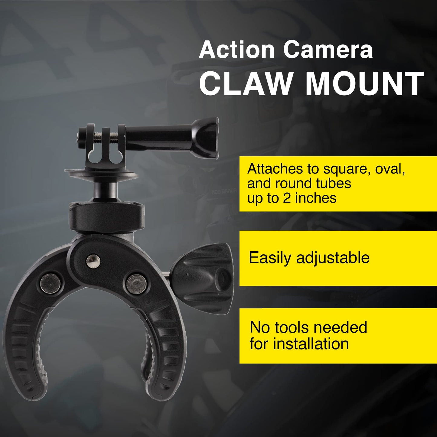 Mob Armor Action Camera Claw Mount, Camera Mount Clamp, Phone Clamp Mount Fits Circular or Square Tubing, Adjustable Clamp Claw Mount, Action Camera