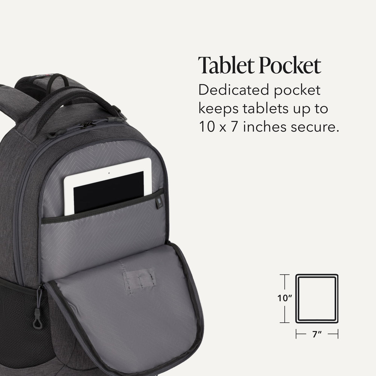 SwissGear 5505 Cecil 16” Laptop Backpack Charcoal - Daily Laptop Bag with Gear Attachment Options - Multiple Organizer Pockets & Padded Shoulder