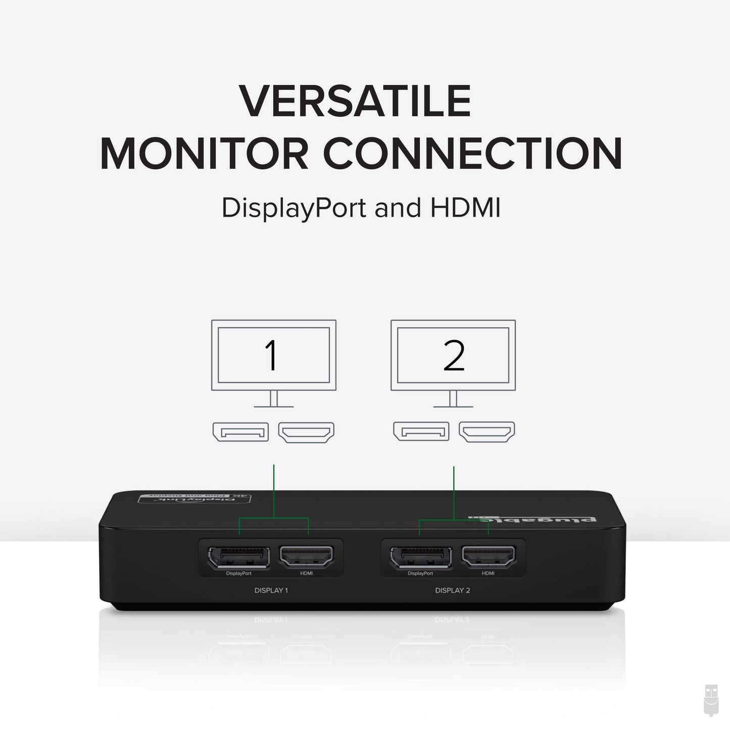 Plugable 4K DisplayPort and HDMI Dual Monitor Adapter for USB 3.0 and USB-C, Compatible with Windows