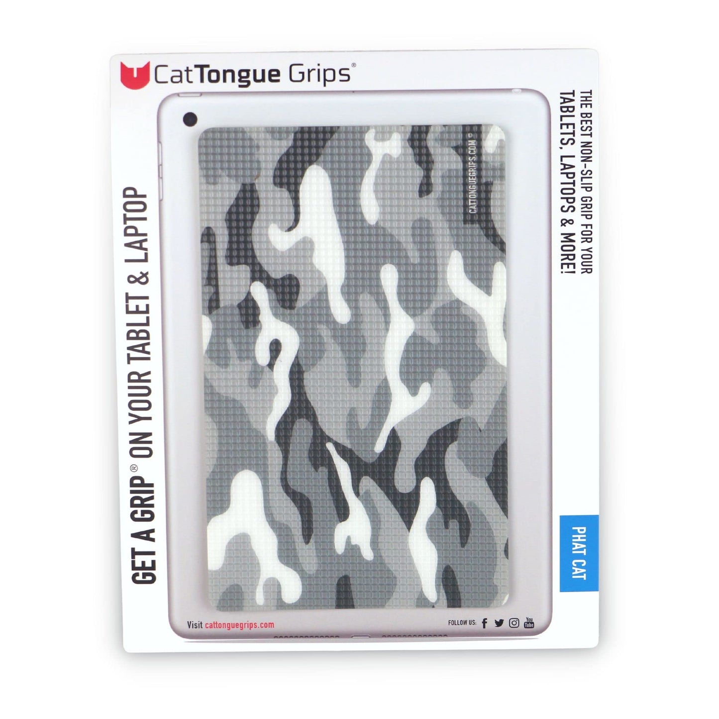 CatTongue Grips Phat Cat Non-Abrasive Grip Tape - Heavy-Duty Anti-Slip Tape Backing for Tablets, Laptops & Large Electronics - No Bulk, Easy to Remove