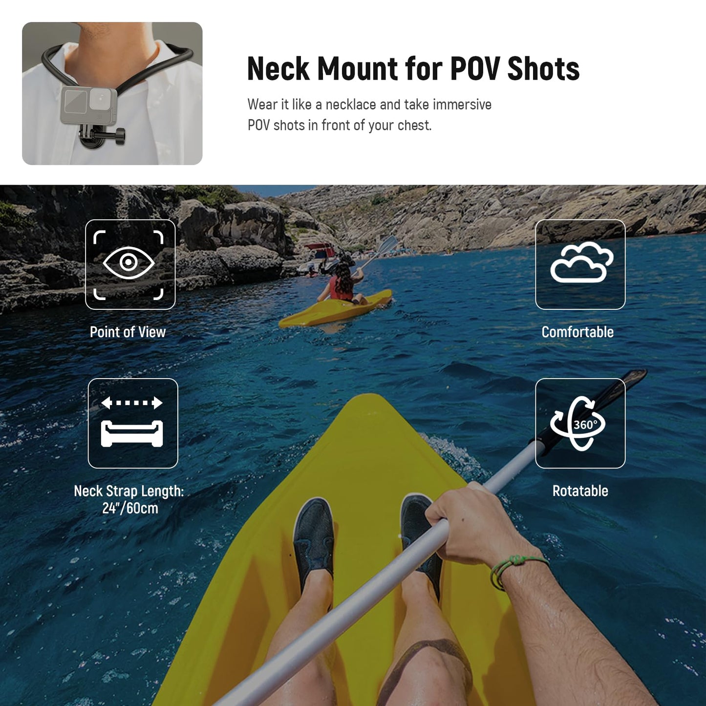 NEEWER Magnetic Neck Mount Compatible with GoPro Hero 13 12 11 MAX DJI Action 4 Insta360 iPhone 15 Pro Max Samsung S23, Quick Release Flexible POV
