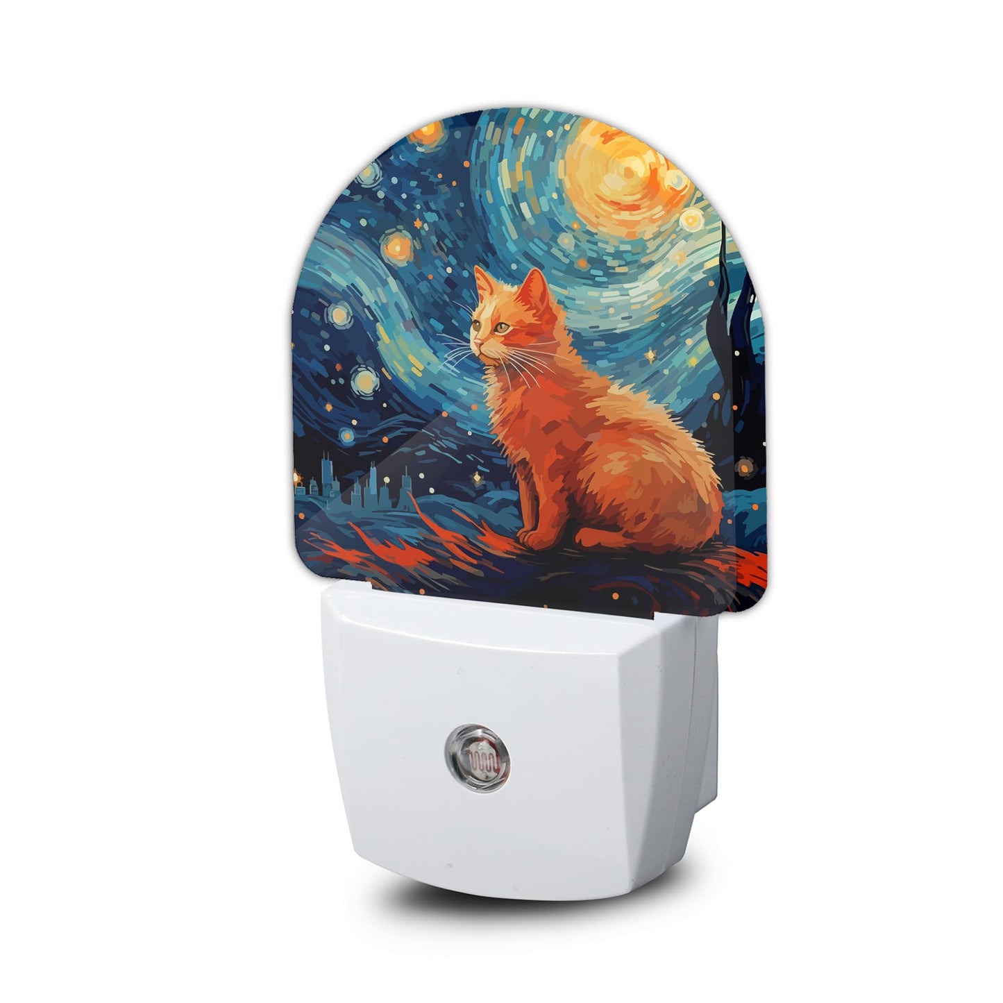 ZTHLL Starry Night Cat Night Light, Night Light Plug into Wall with Dusk to Dawn Sensor, LED Lamp Energy Saving Lights for Men Women Boys Girls,Lamp