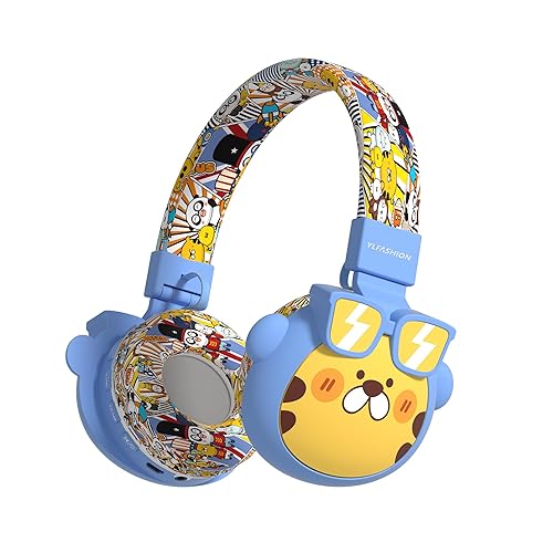 YLFASHION Kids Bluetooth Headphones, 85dB Volume Limit, Ultra-Soft Over-Ear, Built-in Mic, Foldable, Beerus Cartoon Animal Design, Suitable…