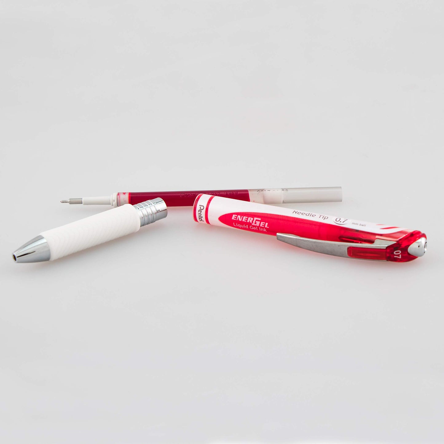 Pentel EnerGel Pearl Retractable Liquid Gel Pen, Needle Tip (0.7mm) Medium Line, Red Ink, 2-Pk (BLN77WBP2B)