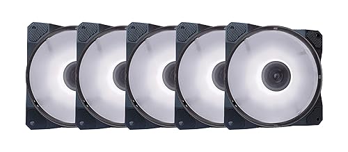 Apevia CO512L-WH Cosmos 120mm White LED Ultra Silent Case Fan w/ 16 LEDs & Anti-Vibration Rubber Pads (5 Pk)