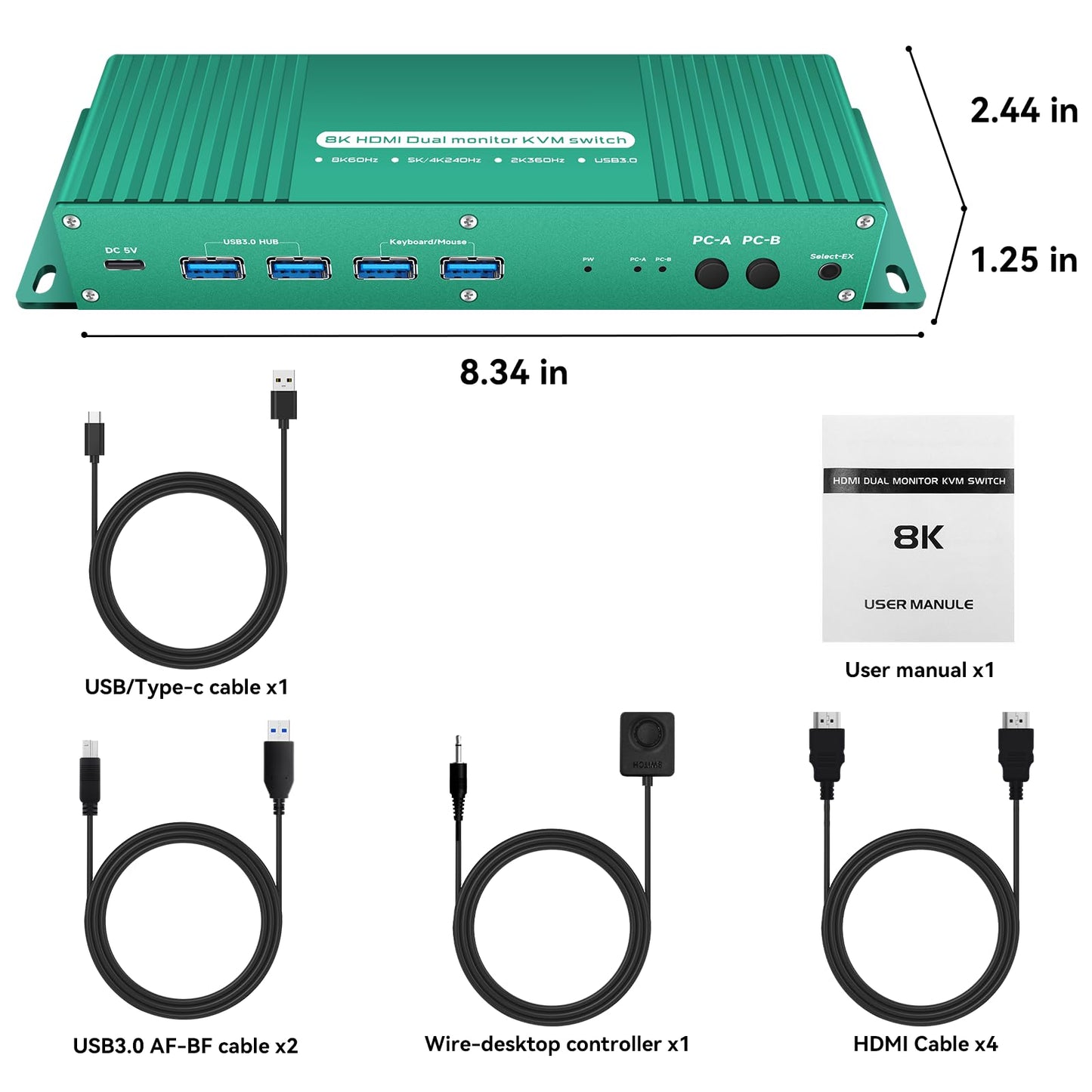 KVM Switches HDMI 4k 240Hz 2 Monitors 2 Computers 144hz 2 Port Dual Monitor hdmi2.1 1440p 120hz 144hz 165hz 240hz FreeSync G-SYNC