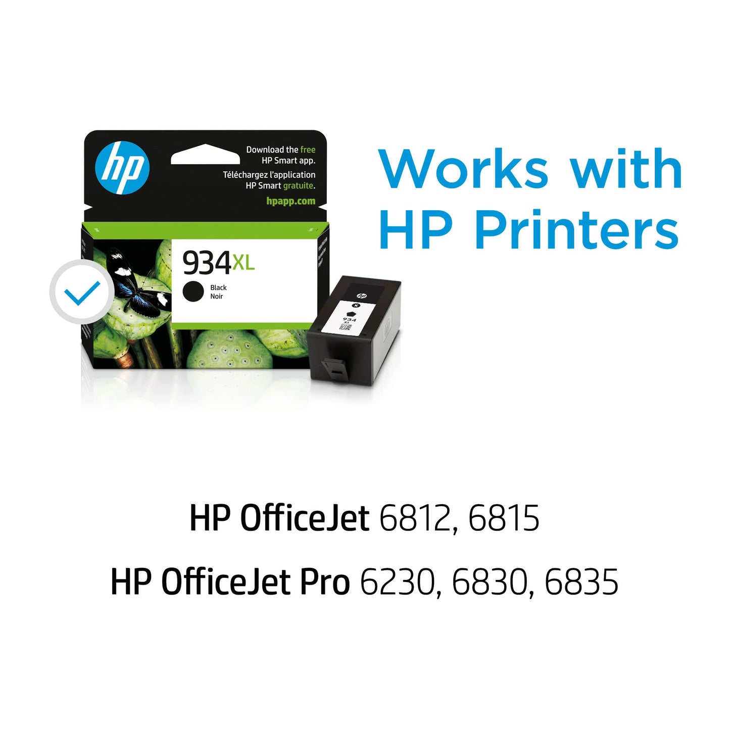 HP 934XL Black High-Yield Ink Cartridge | Works OfficeJet 6810; OfficeJet Pro 6230, 6830 Series | C2P23AN