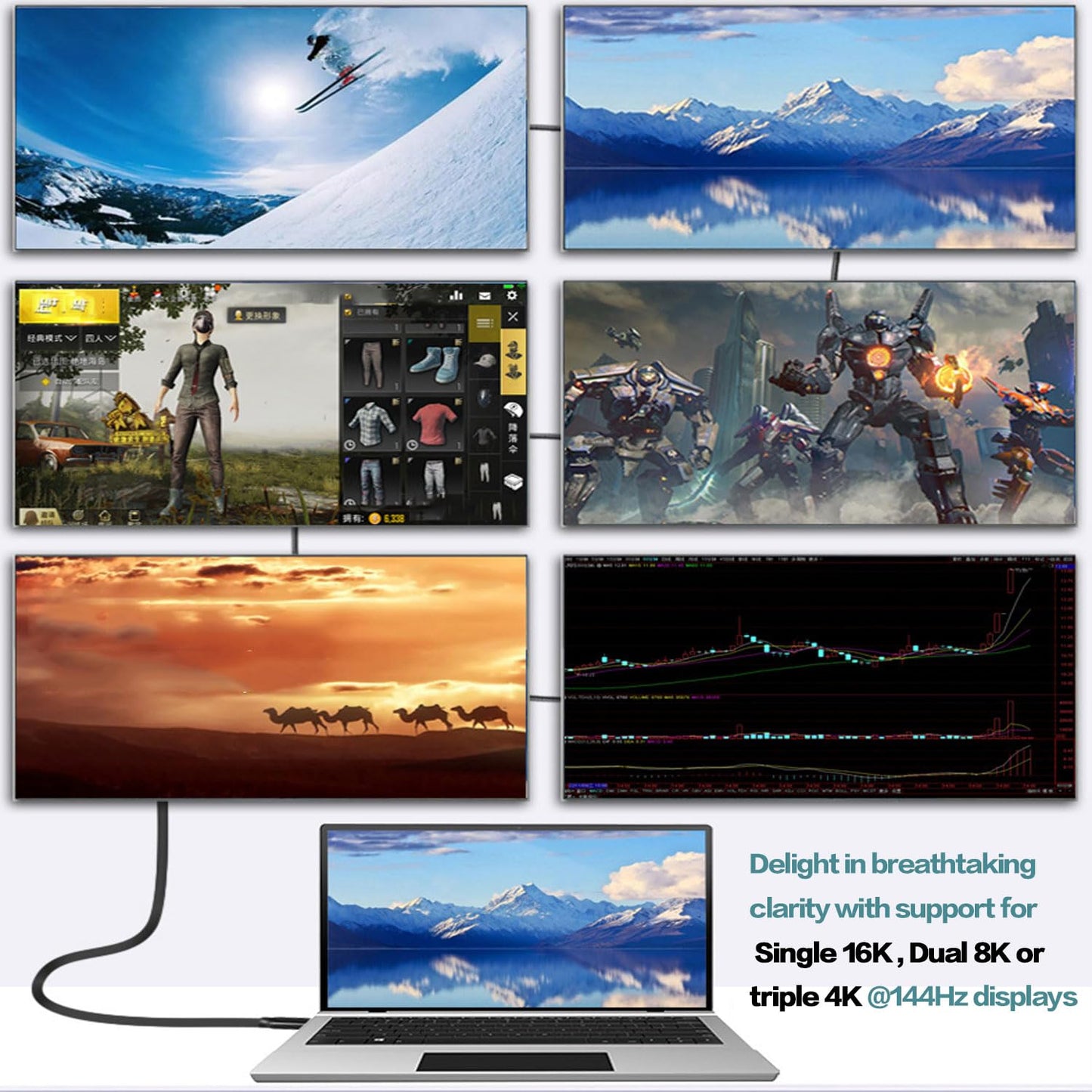 Angusplay USB C Cable 80Gbps Thunderbolt 5/4/3 6ft, USB4 | 240W Fast Charging | 16K/8K Video Display | Compatible with MacBook Pro/Air, iPad Pro, Dell