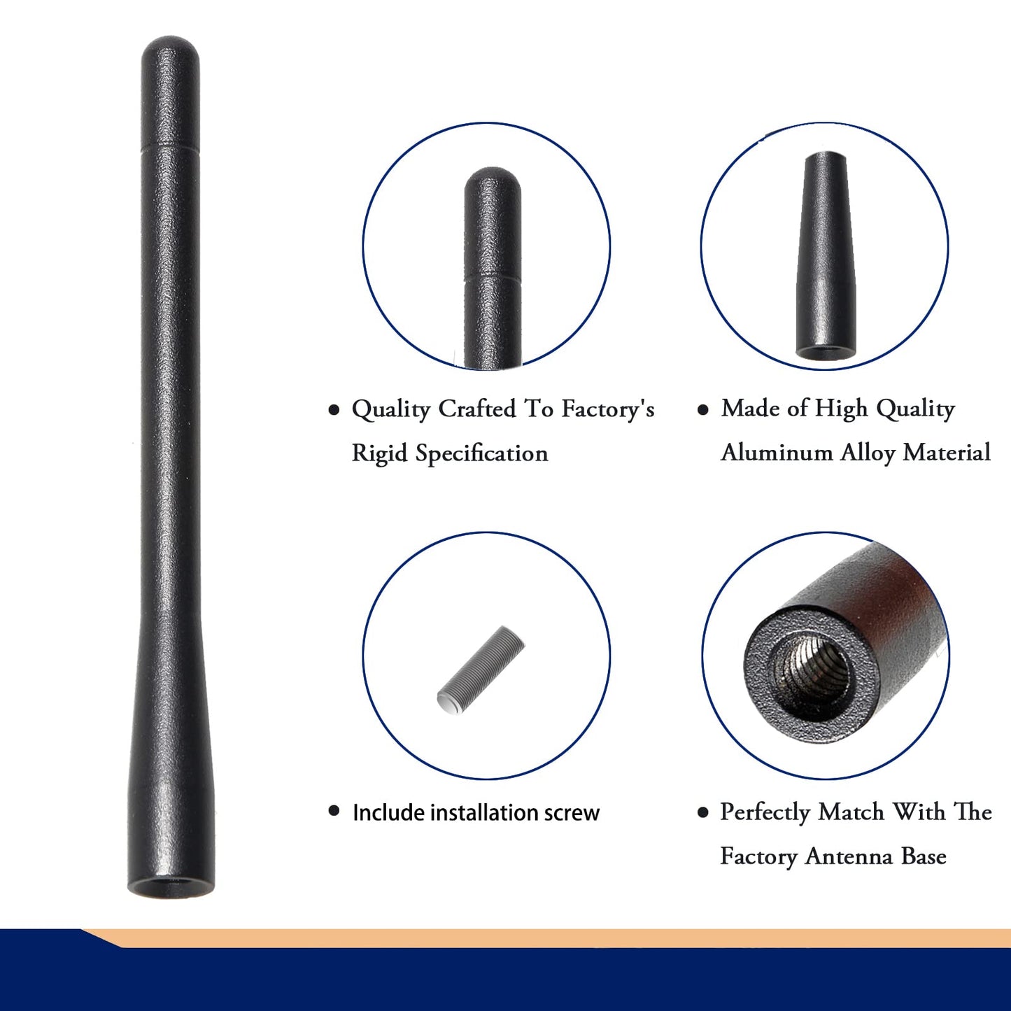 Anina 4.7" Car Radio Antenna Mast Compatible with 2006-2022 GMC Sierra Chevy Silverado Cobalt Aluminum Alloy Car Washproof Antenna for FM/AM Radio