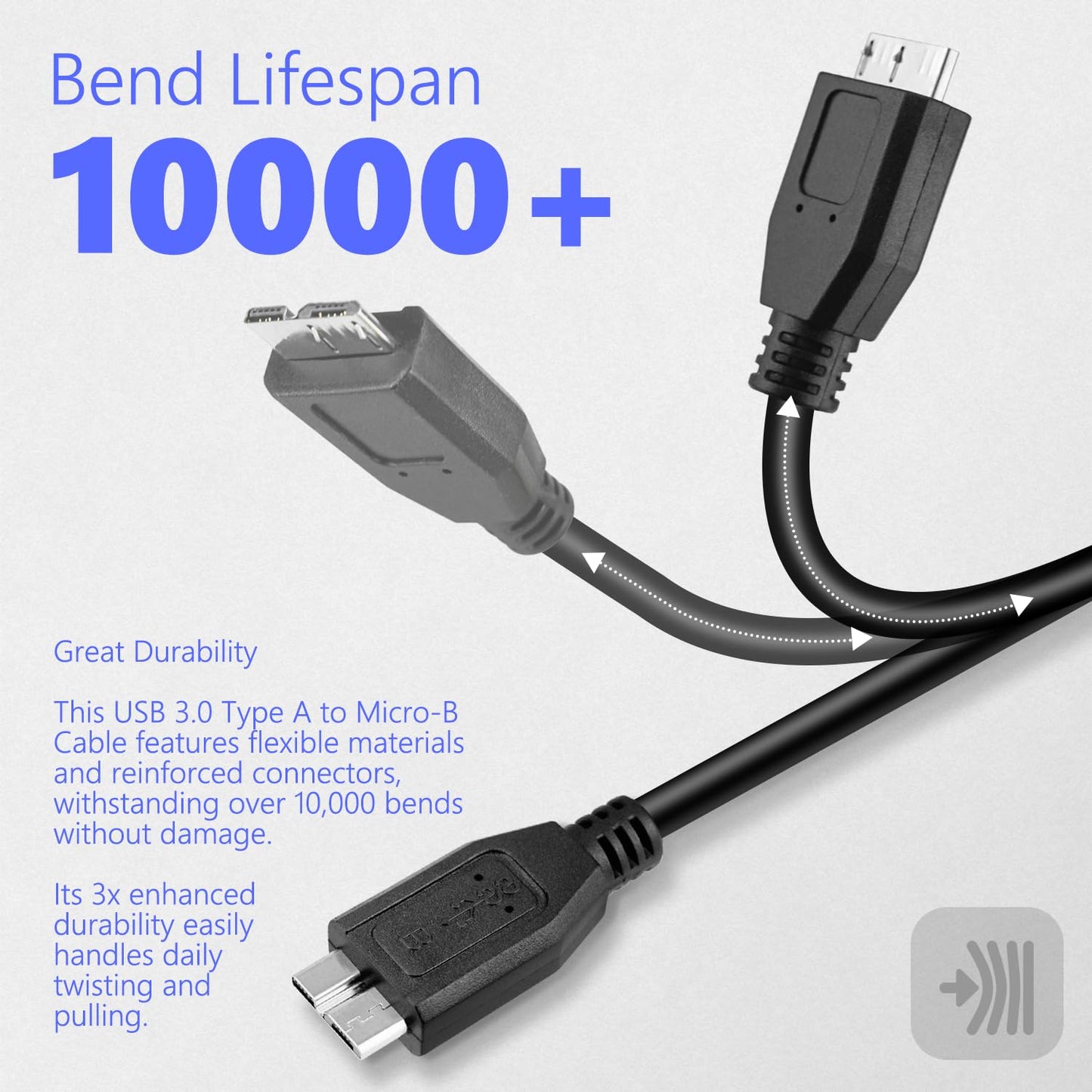 MaxLLTo 6Feet USB 3.0 Data Cable Cord for Western Digital WD My Book External Hard Drive