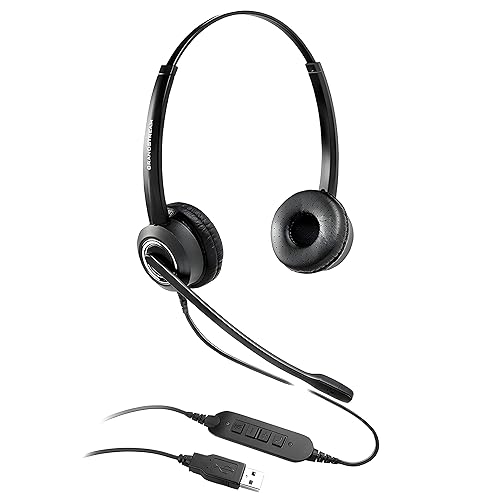 Grandstream GUV3000 Headset - Stereo - USB Type A - Wired - 150 Ohm - 100 Hz - 7 kHz - Over-The-Head - Binaural - Supra-aural - 6.56 ft Cable - Noise…