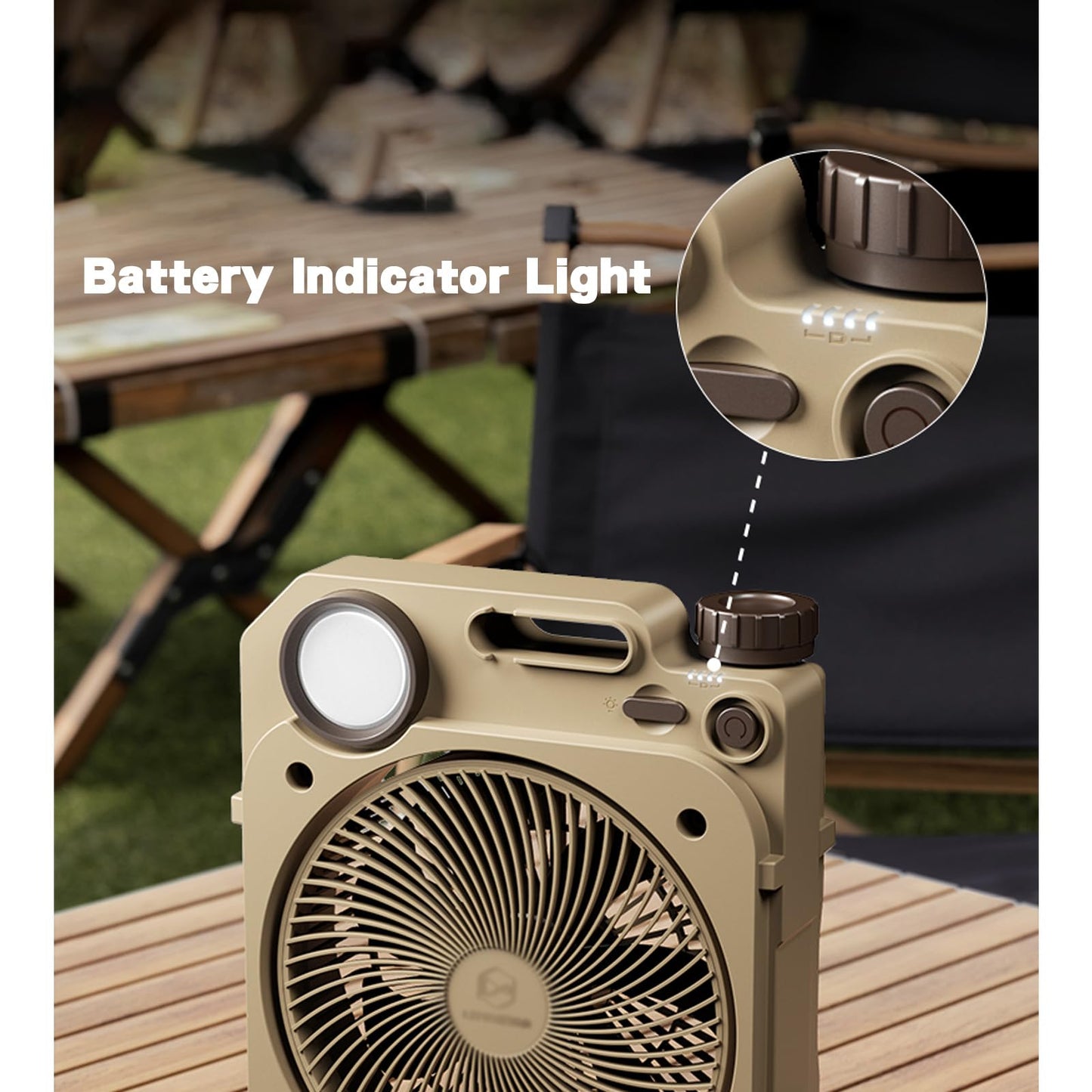 YUHANG 8000/16000mAh Camping Fan,Infinitely Variable Speed With LED Light,Power Indicator,Personal USB Desktop Fan For Camping,Fishing,Power