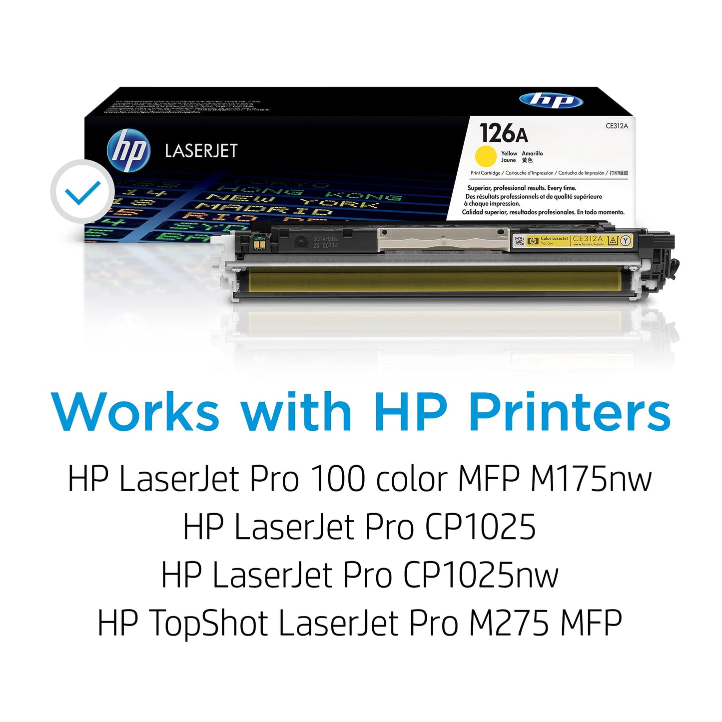 HP 126A Yellow Toner Cartridge | Works LaserJet Pro 100 Color MFP M175 Series, CP1025 Series, TopShot LaserJet Pro M275 MFP Series | CE312A