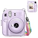 Fintie Protective Clear Case for Fujifilm Instax Mini 12 Instant Camera - Crystal Hard Shell Cover with Upgraded Film Pocket for Storing Photos