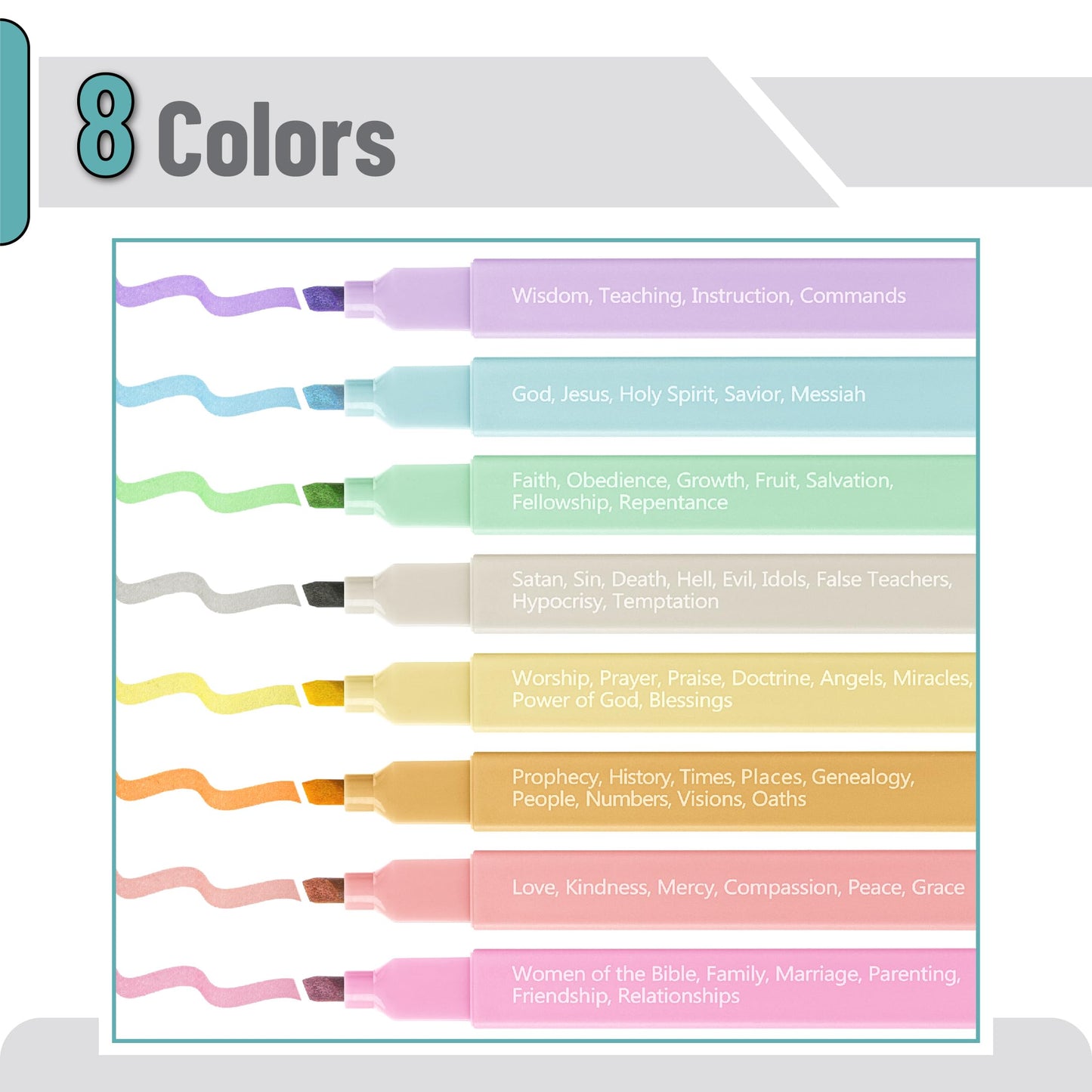 Mr. Pen- Bible Highlighters with Color-Coding System, 8 Pack