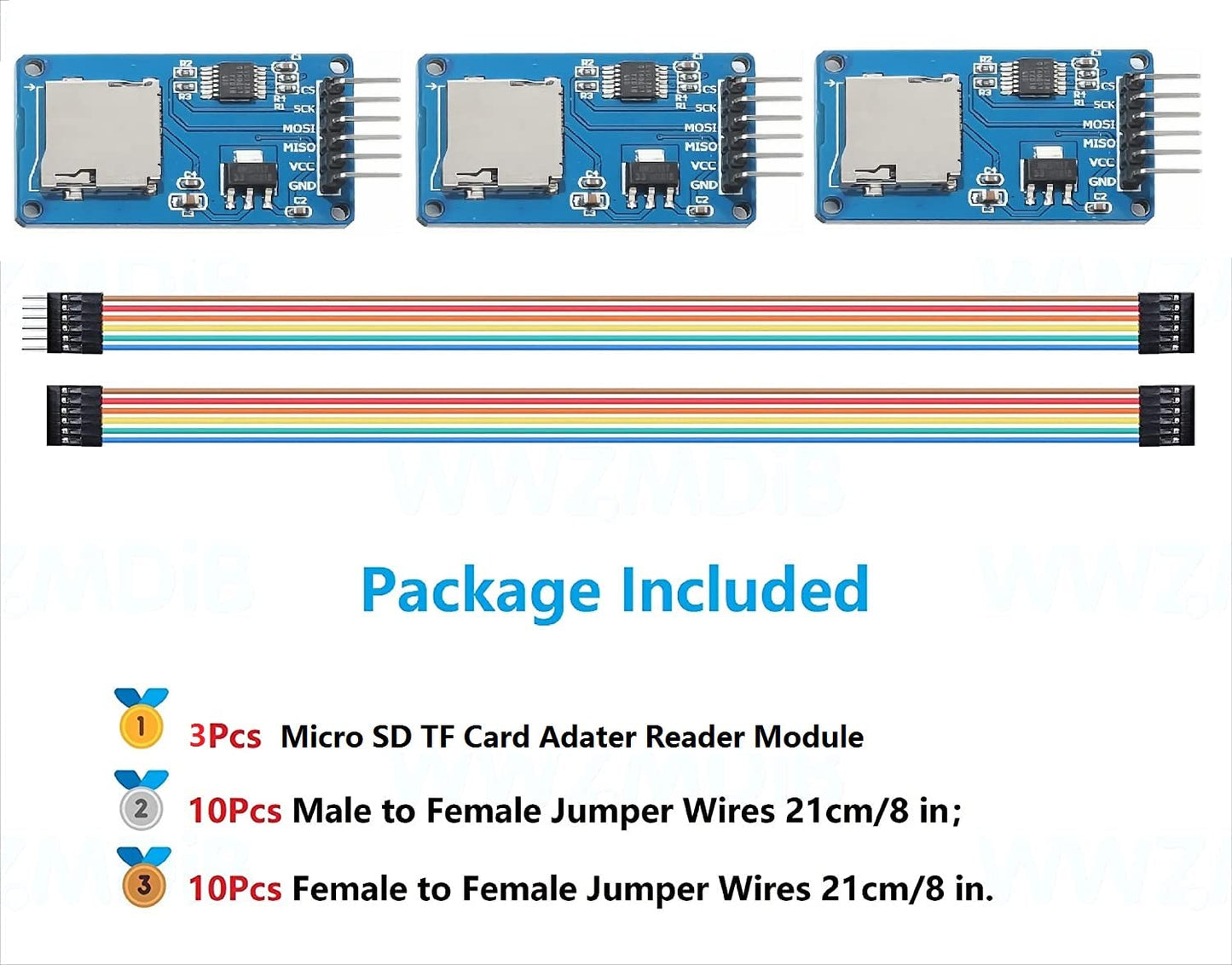 WWZMDiB 3 Pcs Micro SD TF Card Adapter Reader Module with Logic Level Chip 3.3V 5V 6 Pin SPI Interface Compatible with for Arduino Raspberry Pi ESP32