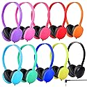 OSSZIT Classroom Kids Headphones Bulk 10 Pack,Class Set of Headphones for School Students Children Toddler Boys Girls Teen 3.5mm Plug Mixed Colors (B)