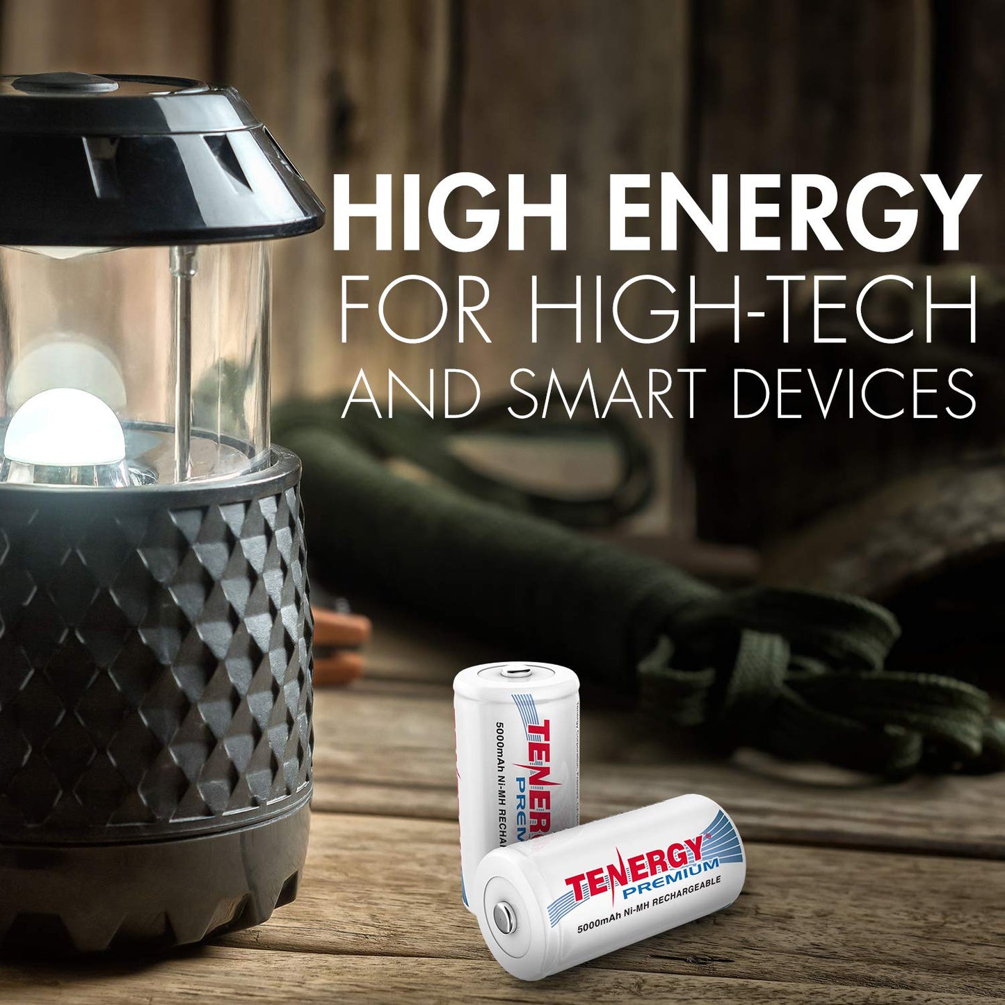 Tenergy Premium Rechargeable C Batteries, High Capacity 5000mAh NiMH C Size Battery, C Cell Battery, 4-Pack