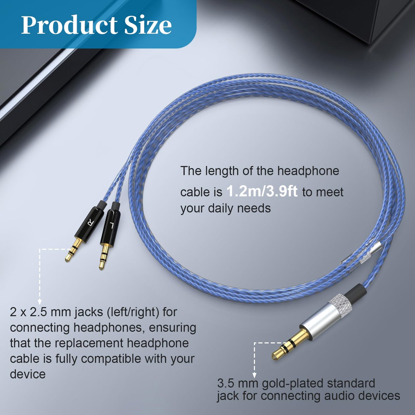 Gneinour Sol Republic Cable Compatible with Sol Republic Master Tracks HD, HD2, Sol Republic V8, V10, V12, X3 Headphone for iPhone, Android Phone…