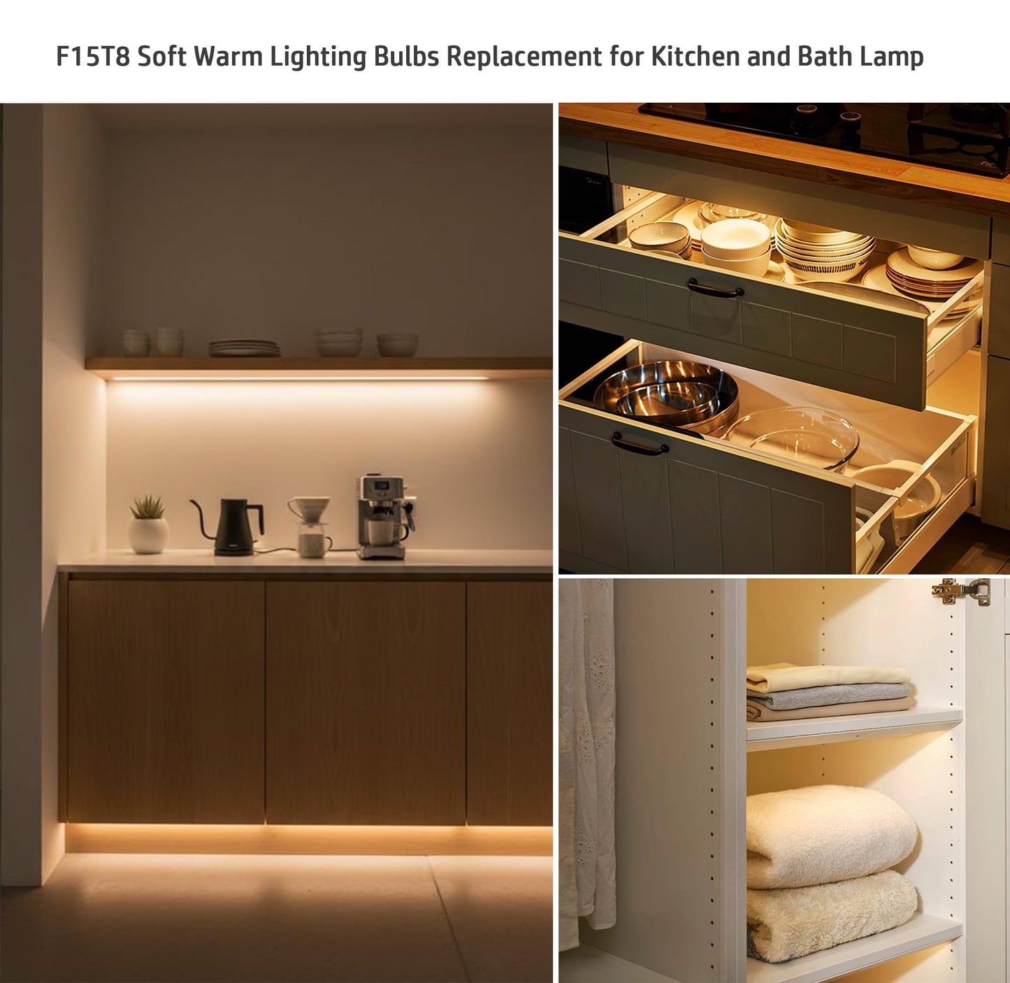 Katiolot 18 inch F15T8-KB Soft White Fluorescent Light Bulb Replacement for Kitchen & Bath,15Watt 3000K F15T8/WW Warm White T8 Linear Lamp, 830 Soft