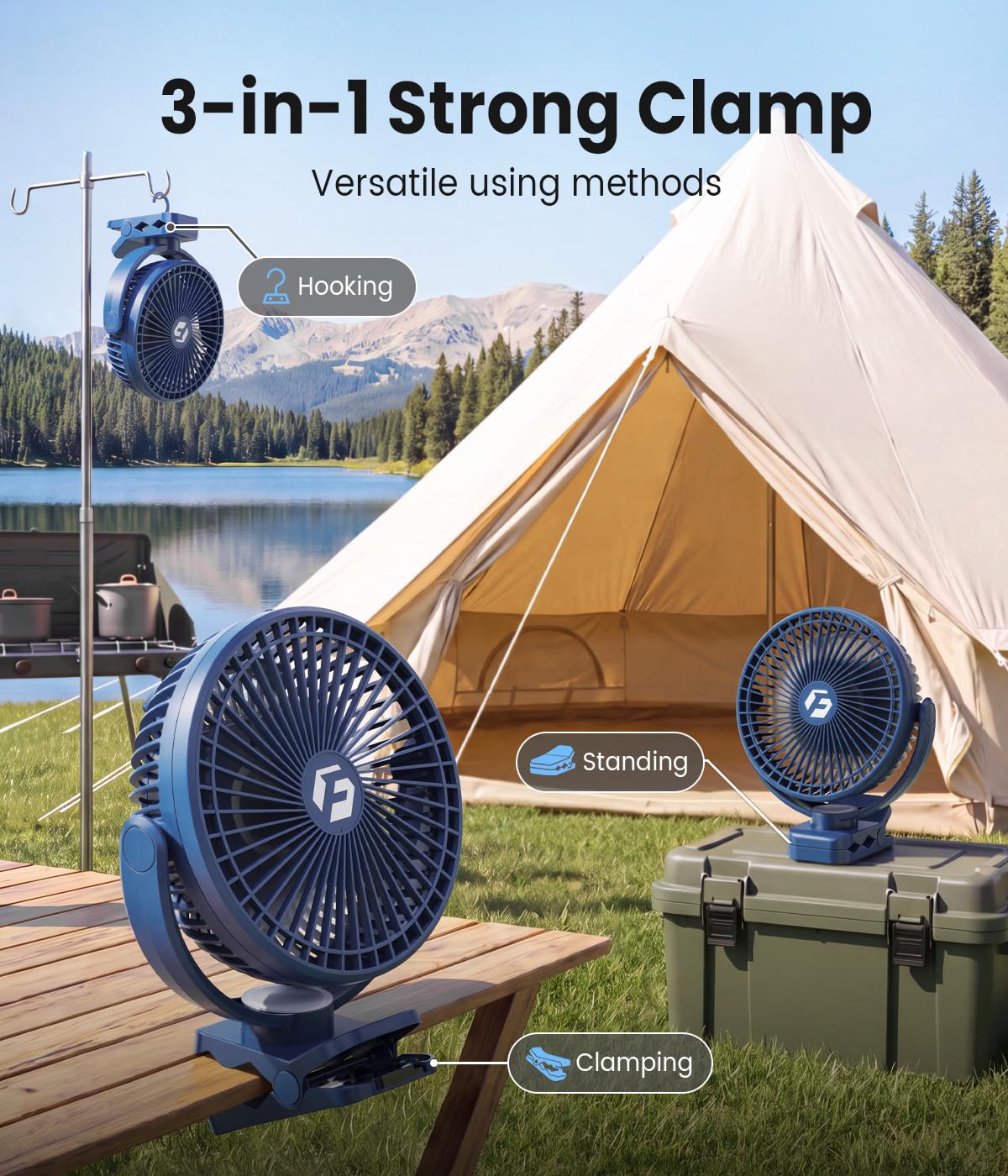 8" Clip on Fan, 20000mAh Rechargeable Fan Battery Portable, Strong Airflow